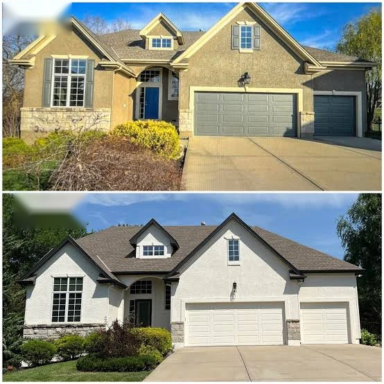Residential Exterior Repaint before and after comparison