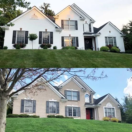 White Home Exterior before and after comparison