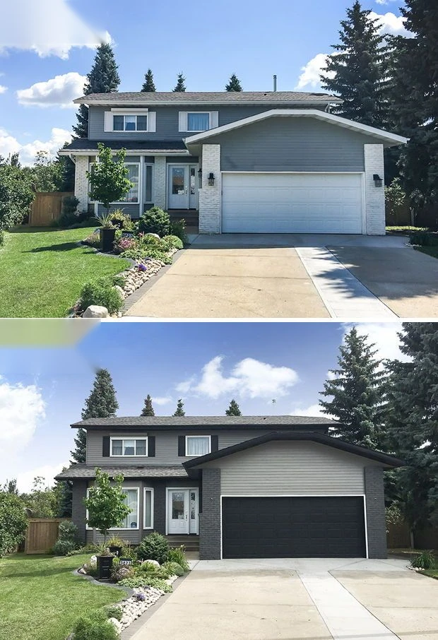 Garage and Exterior Refresh before and after comparison